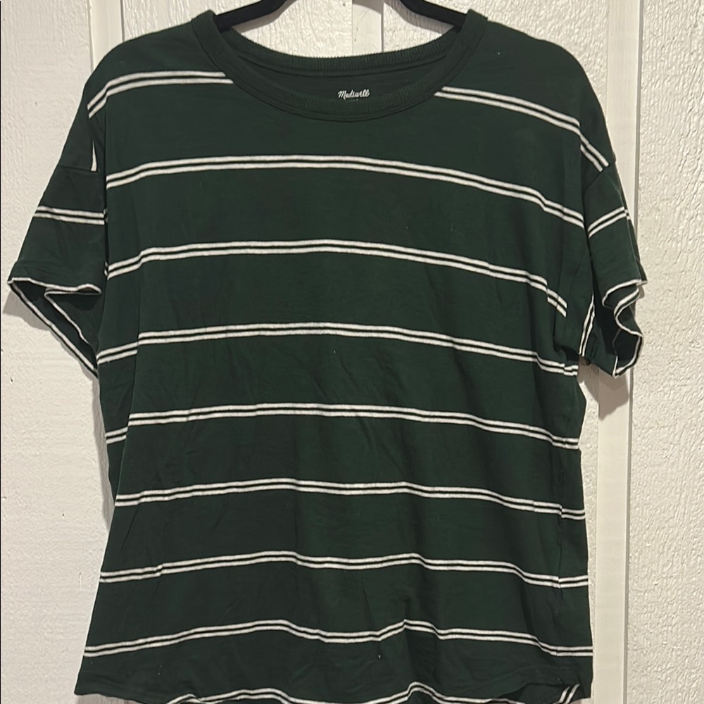 Madewell Forest Green Striped Tee